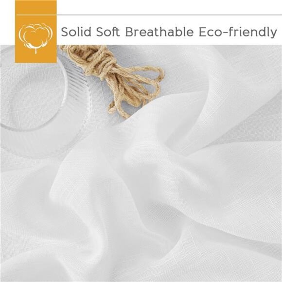 Short White Linen Curtains 45inches Long,Cortinas para Cuarto SemiSheer Curtains - Picture 4 of 7